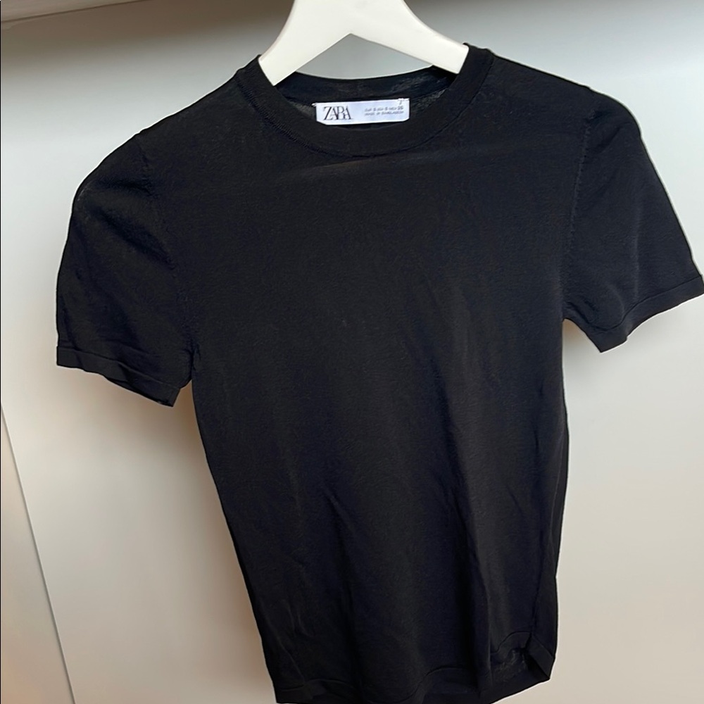 Zara Black Short Sleeve Tee Classic Knit